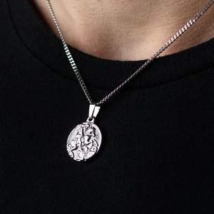 Collar de moneda de oro de 18k para hombre, Medusa, mitología griega, Saint <span class=keywords><strong>George</strong></span>, acero inoxidable, joyería religiosa estadounidense - Product Image 4