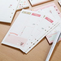 Carnet de notes pour fille A5 A6, 6 anneaux perforés, 80 pages, papier de recharge à feuilles mobiles, Carton coloré, mignon