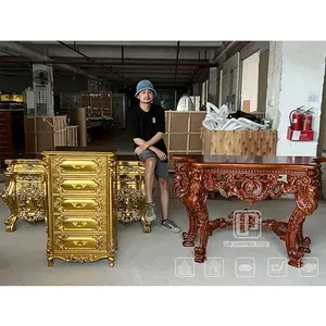 Manufacturing High Quality Classic Antique Furniture Set Solid Wood Hand Carved Console Table