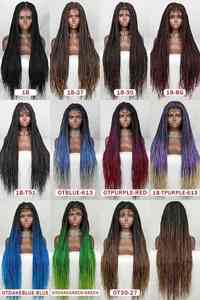 Perruque tressée sans nœuds en dentelle transparente en gros - Cheveux synthétiques résistants à la chaleur, densité 250%, couleurs personnalisables - Product Image 2