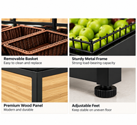 Fabrieksdirecte verkoop houten en ijzeren fruit- en groentepresentatie rek fruitrek winkelrek met manden
