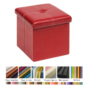 Tabouret et pouf pliants en cuir luxueux et élégant avec rangement pour <span class=keywords><strong>salon</strong></span> de style campagnard - Product Image 2