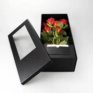 Scatola regalo di san valentino rosa scatola regalo di fiori con coperchio pieghevole creativo e finestra inferiore in magazzino