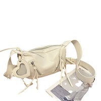 Sac bandoulière pour femme, style moto tendance, fermeture éclair, rivets en PU, sangle unique, nouveau modèle décontracté pour les trajets quotidiens, 2024