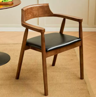 Chaise de style scandinave avec structure à mortaise et tenon, fauteuil de salle à manger avec dossier, chaise de salle à manger en PU et bois