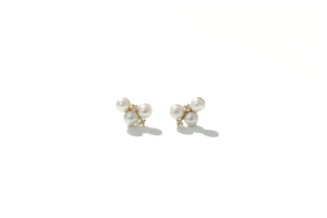 Boucles d'oreilles en perles et diamants en forme de barbe à papa, en or 14 carats, bijoux fins, vente en gros, fabricant sur mesure pour femmes, fournisseur de bijoux OEM ODM - Product Image 3