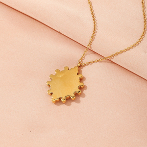 Deslustre joyería libre Memoria Lindia 18K chapado en oro Acero inoxidable diseño ovalado piedra Natural colgante girasol collar - Product Image 5