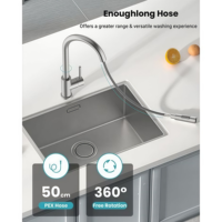 Robinet de cuisine extractible en acier inoxydable 304 avec cartouche céramique 360° °   Robinet de cuisine à rotation sur support, monotrou, pour évier