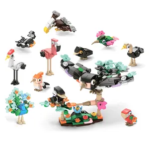 10 in 1 Creator Animal Birds Building Block Set with Peacock Eagle Owl DIY Assemble Bricks Construction Toys Gift for Kids