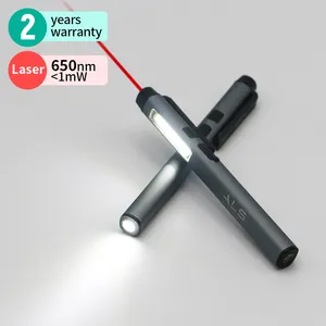 ALS 150lm şarj edilebilir manyetik LED kalem ışık ile lazer işaretçi cep boyutlu el feneri