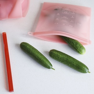 Bán Buôn Màu Hồng Tủ Đông Có Thể Giặt Tái Sử Dụng Ziplock Túi <span class=keywords><strong>Pouch</strong></span> 100% Silicone Thực Phẩm Lưu Trữ Túi - Product Image 5