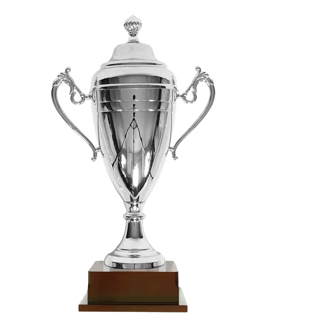 Hot bán Custom made Diecast bạc màu Trophy cup với gỗ cơ sở kim loại Trophy nhà máy trực tiếp bán