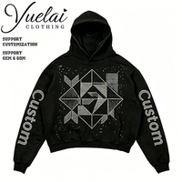 Nouveau design, sweat à capuche décontracté surdimensionné en coton de qualité pour hommes, logo personnalisé, imprimé strass, pull de luxe, streetwear