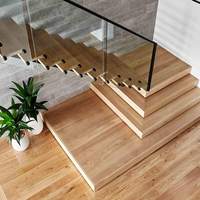Escalier en acier et bois à monopoutre flottante en verre, design moderne, durable, pour intérieur, appartements, sous-sols, halls, villas