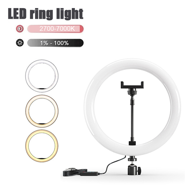 YEAH 3 Light Modes Dimmable 6 8 10 12 13 14 Inch LED Selfie Ring Light with Phone Holder for Live Streaming, Makeup, Photography
