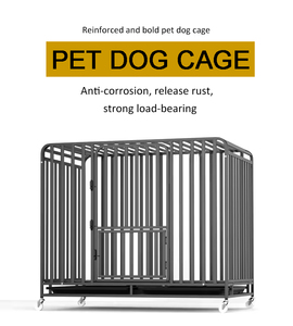 Fabrika özel 48 inç ağır kalın <span class=keywords><strong>Metal</strong></span> büyük köpek kafesi kilitlenebilir tekerlekler ile katlanır köpek kulübesi sandık - Product Image 4