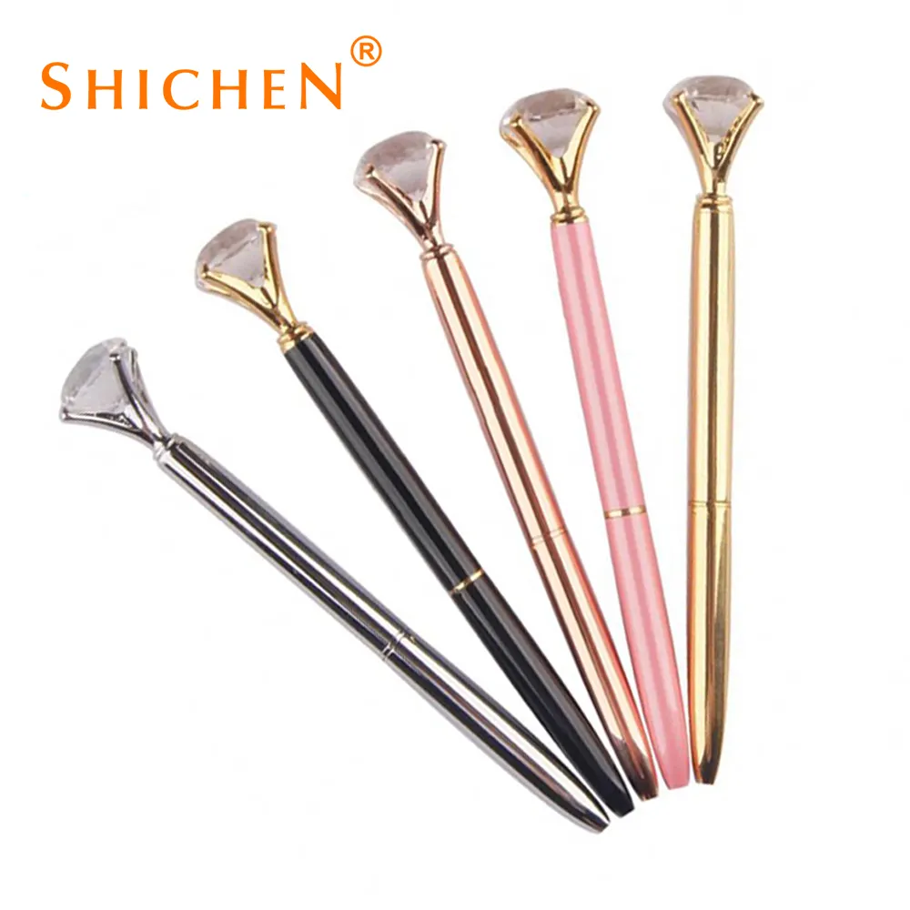 उच्च गुणवत्ता धातु उत्कीर्ण व्यक्तिगत स्फटिक गुलाब गोल्ड बॉल पेन