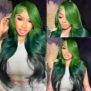 Parrucca Ombre Verde <span class=keywords><strong>Smeraldo</strong></span> in Capelli Umani, 13x6 HD Lace Front, Ondulata, Senza Colla, Pre-Piumata, Densità 200%, Effetto Naturale, Fornitore - Product Image 6