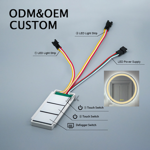 Interruttore Sensore Touch a Tre Pulsanti DC12V/24V con Funzione Memoria Anti-Appannamento, Grado di Protezione IP21, Raggio di Rilevamento Intelligente 1-6mm per Luci Specchio - Product Image 2