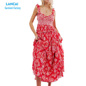 Summer <b>Dress</b> <b>Women</b> Print Casual <b>Dress</b> Backless Cotton MIDI <b>Women</b> Floor Length <b>Dress</b> - Product Image 1