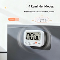 Pemantau Waktu 99 Menit Timer Digital Dengan Lampu Getar dan Lampu Flash Timer Hitung Mundur Tanpa Suara untuk Memasak di Dapur dan Belajar