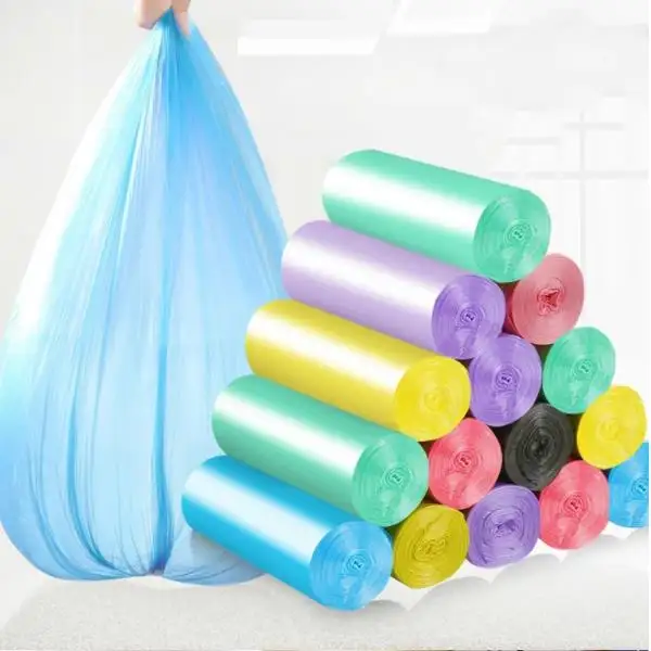 Sac poubelle écologique en gros, impression colorée biodégradable, sacs à ordures de parfum portables clairs en rouleau