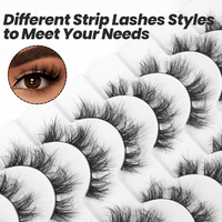 Lot de 10 paires de faux cils volumineux et effilés de 12 mm, aspect naturel, en faux vison, assortiment de styles au choix