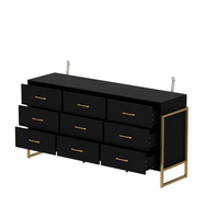 Table de toilette multifonctionnelle en bois à neuf tiroirs pour chambre et salon, meuble de rangement au sol