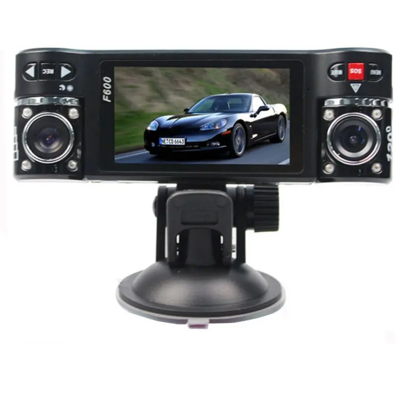 Carway F600 Mobil 1080P Penuh, Perekam Video DVR 2.7 Inci TFT LCD Lensa Rotasi 120 Derajat Penglihatan Malam Lensa Ganda