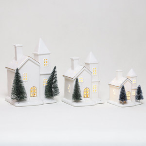 <span class=keywords><strong>Casa</strong></span> de pueblo decorativa con batería, iluminación de porcelana para Navidad - Product Image 4