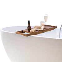 Plateau de bain de luxe extensible en bois d'acacia, deux pièces, écologique, avec supports pour bougie, verre à vin, livre, iPad, téléphone et accessoires de bain