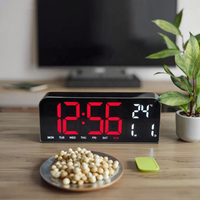 Horloge murale LED à grand écran personnalisée avec calendrier numérique, double alarme, luminosité réglable, décoration intérieure, minuterie, utilisation dans le salon