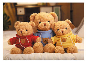 Peluche ours en peluche à capuche, directement de l'usine, rembourrée en coton PP, anti-stress, lavée, vernissage UV, 30 cm, unisexe, pour fête - Product Image 2