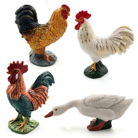 Statue d'animaux de simulation artisanale en résine, mini canard, cygne, poules, coq, figurines d'animaux pour la décoration de la maison et du jardin