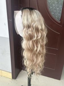 Prix le plus bas Factoer – Perruque complète en dentelle respirante, cheveux russes ondulés, blond doré ombré, densité 180 %, 20 pouces - Product Image 4