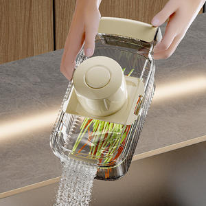 Cortador de Verduras Multifuncional de Acero Inoxidable para Cocina, Rallador, Cortador de Queso Transparente y Blanco Crema - Product Image 3