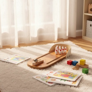 Jeu de mini-bowling éducatif en bois pour enfants de 4 à 6 ans, jeu de bureau créatif interactif parent-enfant anti-stress, couleur NC - Product Image 1