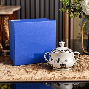 Service à thé et café en porcelaine orientale italienne 1735, blanc crème, comprenant tasses, assiettes creuses, assiettes plates et théière – Idéal comme cadeau - Product Image 2