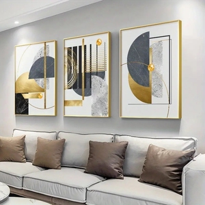رسم بأشكال هندسية مخصصة من الزجاج على قماش الكانفا مناسب لغرفة المعيشة رسم على الجدران من البورسلين الكريستالي