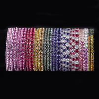 Chinesische Schmuckfabrik Großhandel Rundschliff Farbiger Edelstein 925 Sterling Silberkette Laborgezüchteter Saphir Rosa Tennisarmband
