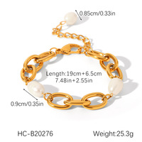 Bracelet de perles d'eau douce naturelles de style français pour femme-chaîne Figaro et chaîne cubaine en acier inoxydable