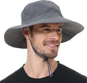Unisex impermeable de secado rápido Boonies sombrero de poliéster Safari pescadores cubo sombreros con cuerda ajustable - Product Image 1
