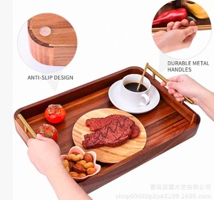 Plato Rectangular Ecológico de Madera de Nogal Negro Japonés para Servir Dim Sum, Pasteles, Té y Cena en Hoteles - Product Image 3