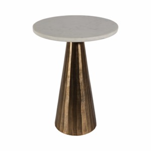 Tavolino moderno con base in metallo scanalato e piano in marmo per l'arredamento di piccoli spazi, soggiorno - Product Image 1