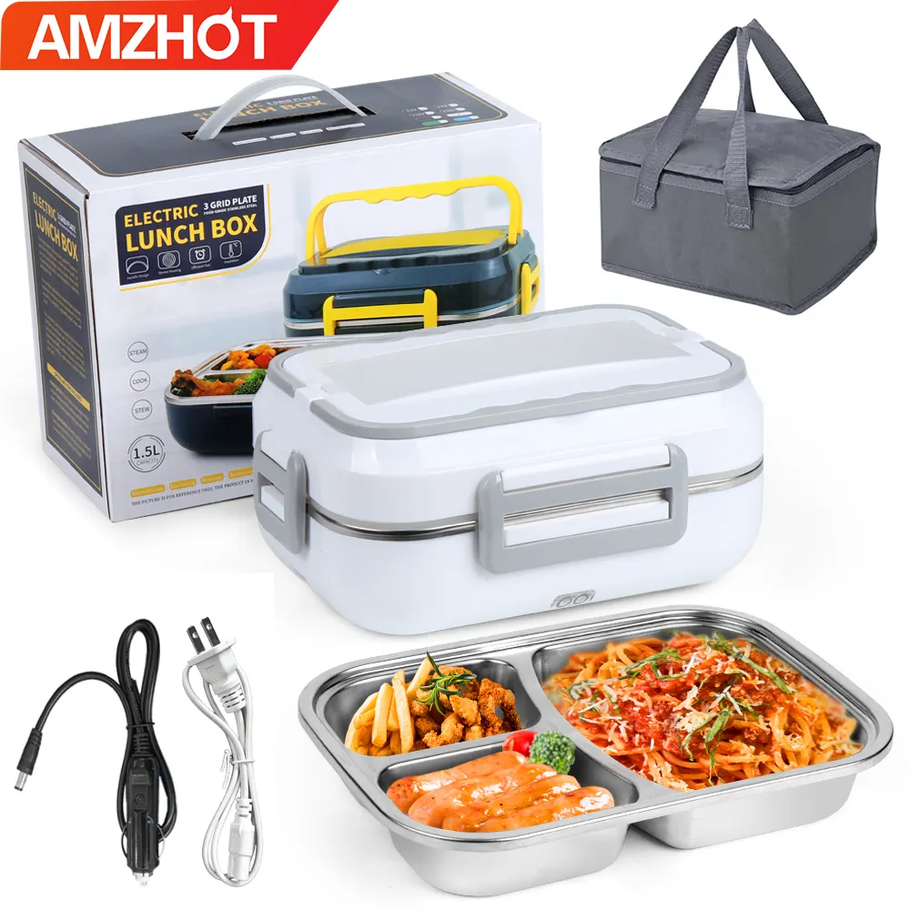 B10-1293 Amzn Top Seller Split Stainless Steel Tank Electric Lunch Box insulated lunch Bento box for kids