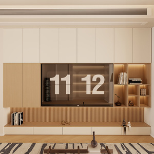 Meuble TV en bois massif, armoire de rangement modulaire pour salon avec intégration murale, mobilier pour toute la maison - Product Image 3