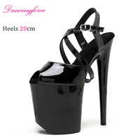 Sandales sexy à talons hauts de 20 cm avec brides croisées à la cheville, chaussures de pole dance à bout ouvert pour femmes, idéales pour les boîtes de nuit et les strip-teases - Grande Vente