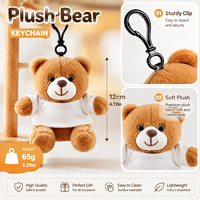 Porte-clés en peluche ours mignon avec T-shirt, petit ours en peluche, pendentif pour sac à dos, breloque, logo personnalisé, cadeau vestimentaire, vente en gros OEM