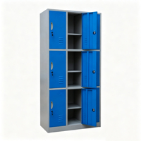 Casier de vestiaire de gym à 9 portes en acier, armoire de rangement métallique pour vêtements