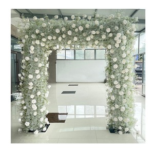 Arche de mariage en fleurs artificielles, arche carrée en fleurs, arrangement de roses en soie, décoration florale - Product Image 6